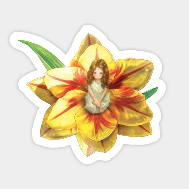 Thumbelina, A girl in blom Sticker by AnaGrigorjev